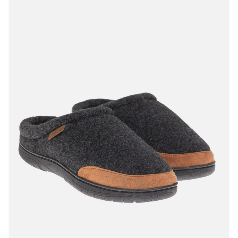 HAGGAR Men Felt ClogsTrim Bumper Slippers Charcoal Size L